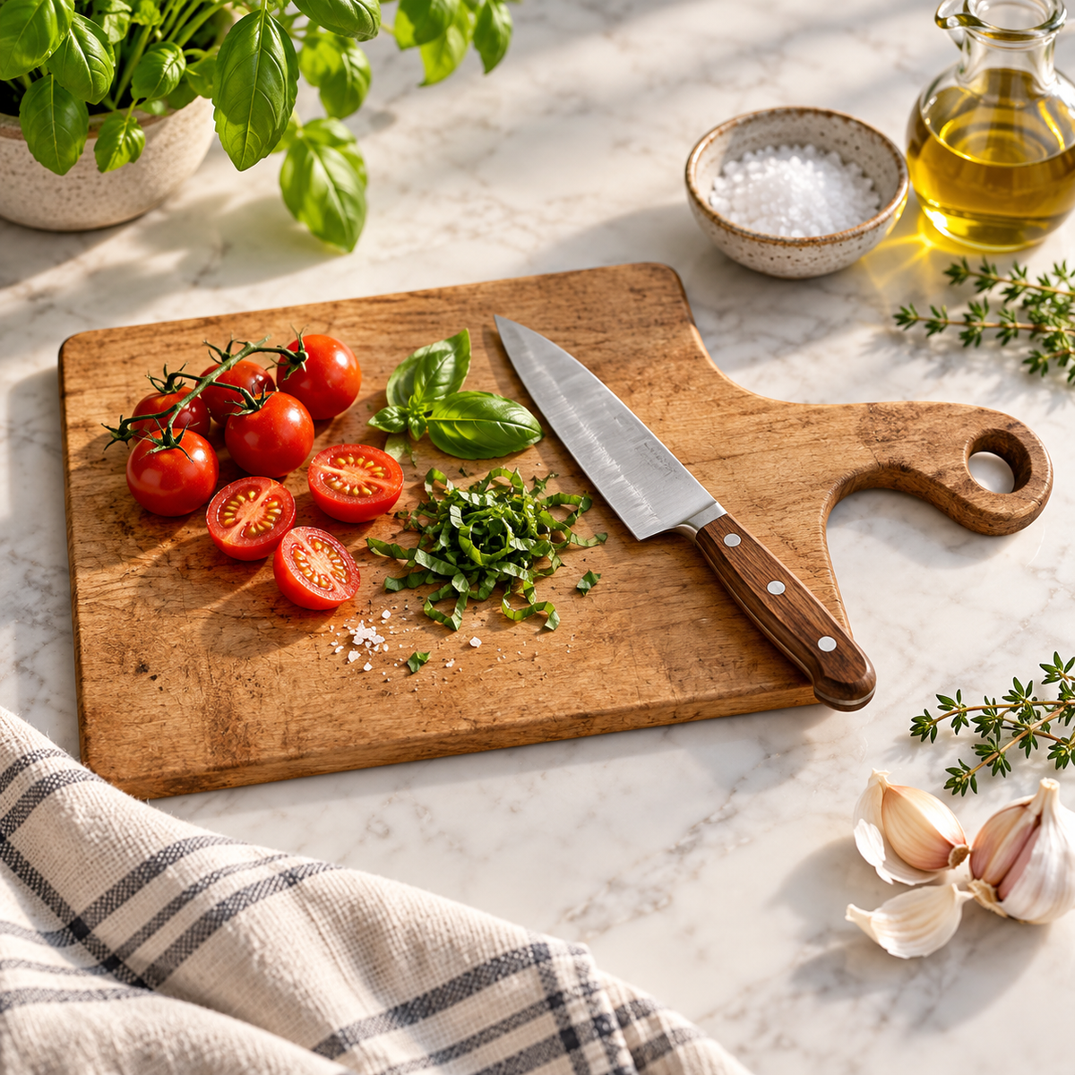 Handcrafted Hard Maple Face-Grain Cutting Board with Handle | One-of-a-Kind
