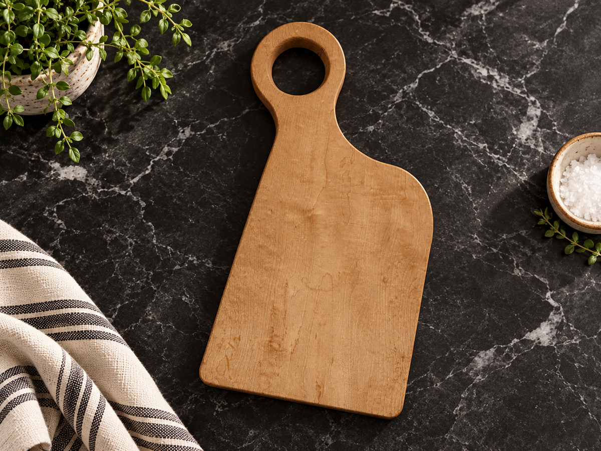 Handcrafted Hard Maple Face-Grain Cutting Board with Handle | One-of-a-Kind