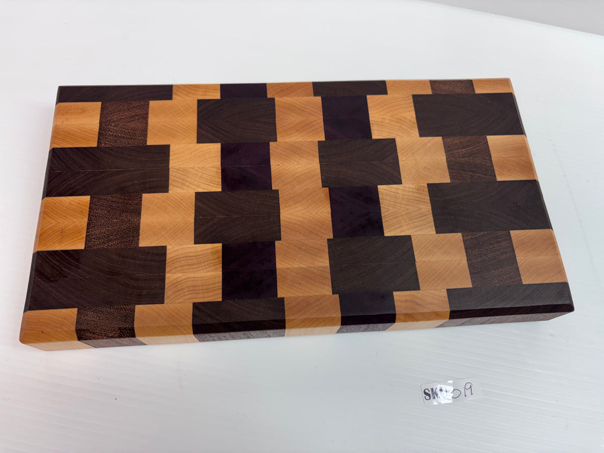 Handcrafted Mixed-Hardwood End-Grain Cutting Board | One-of-a-Kind