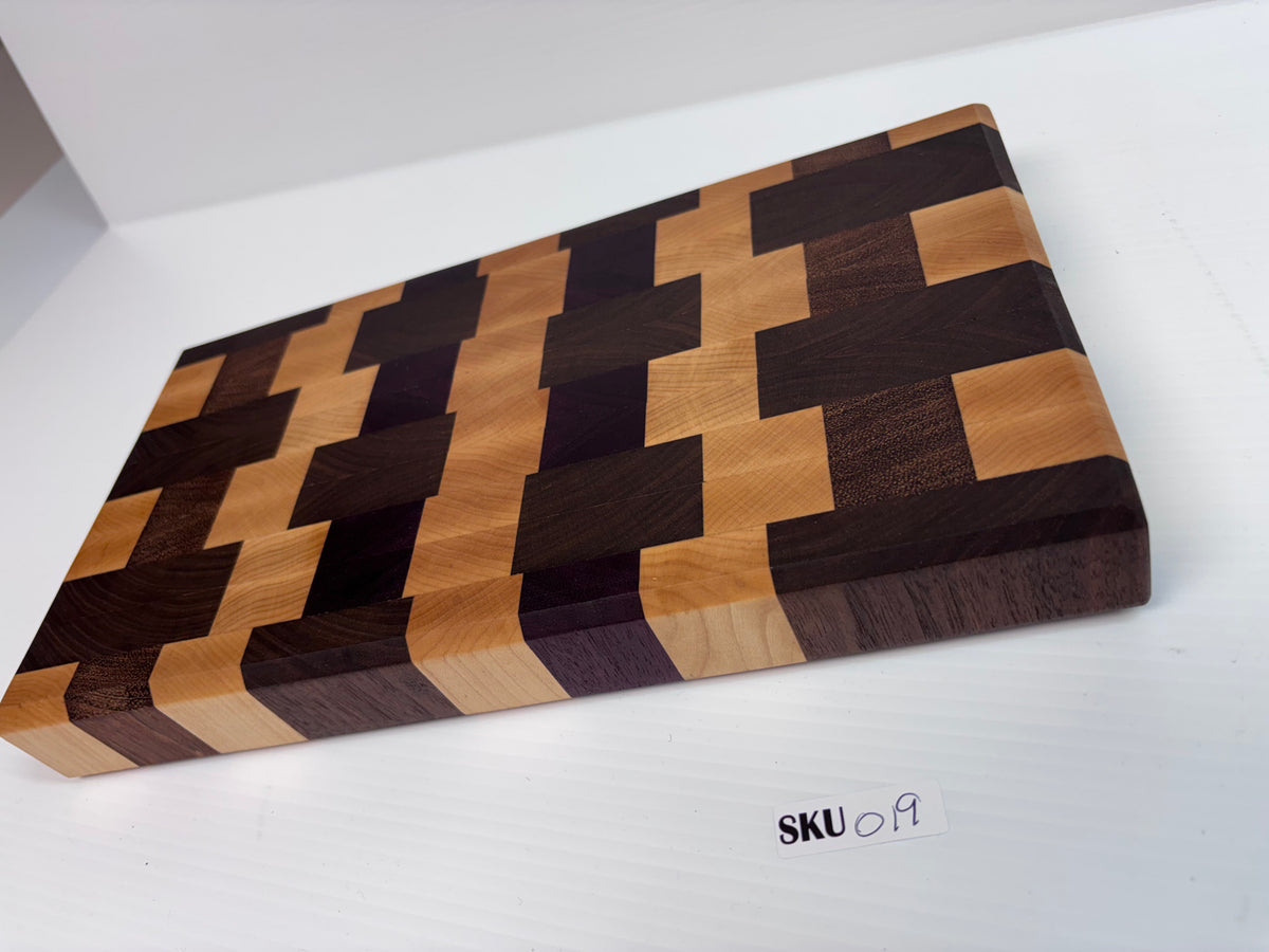 Handcrafted Mixed-Hardwood End-Grain Cutting Board | One-of-a-Kind