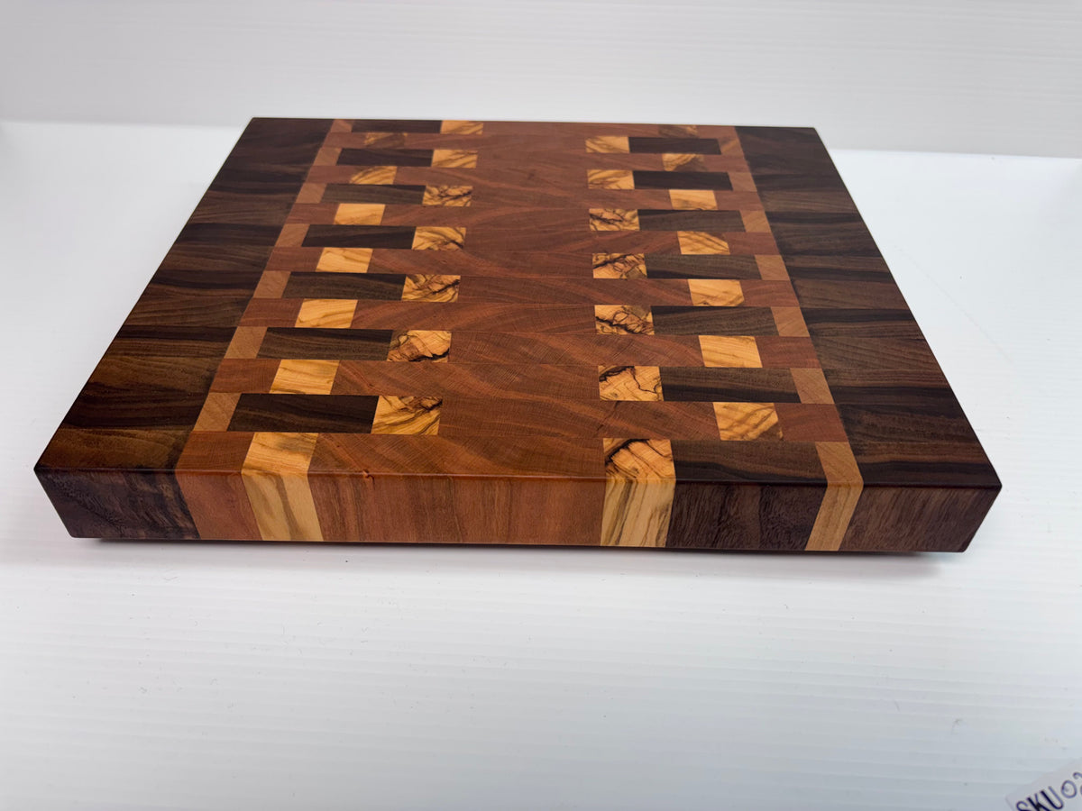 Handcrafted Premium Mixed-Hardwood End-Grain Cutting Board | One-of-a-Kind