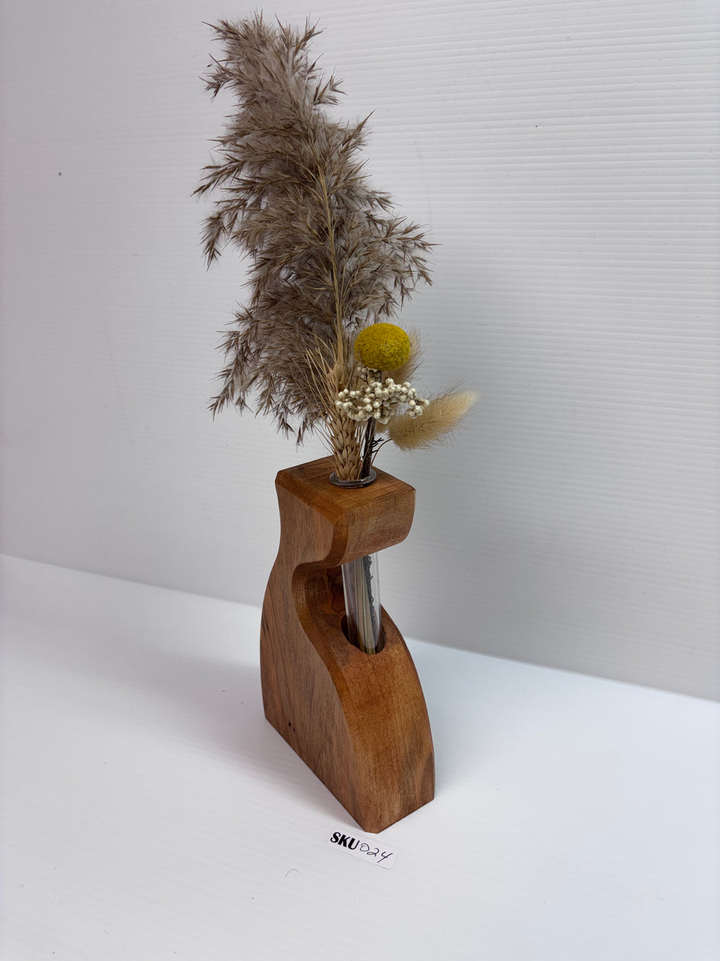 Handcrafted Ambrosia Maple Wooden Bud Vase with Glass Tube