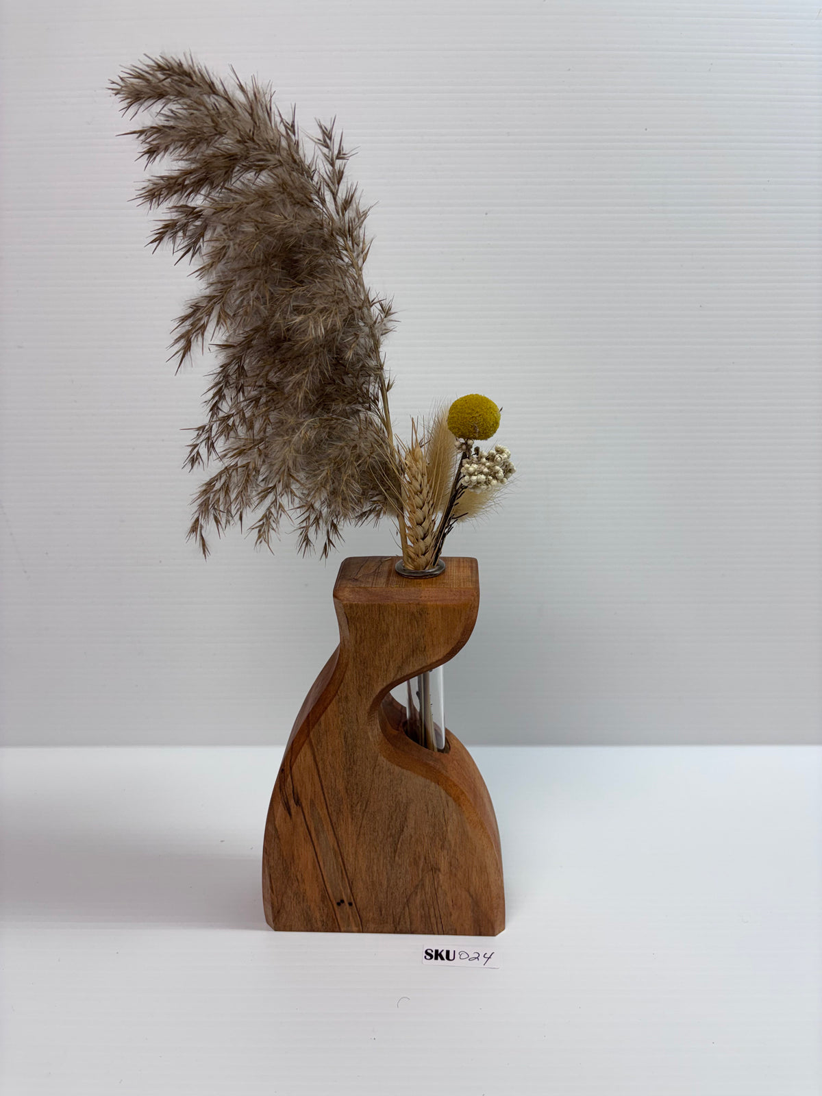 Handcrafted Ambrosia Maple Wooden Bud Vase with Glass Tube