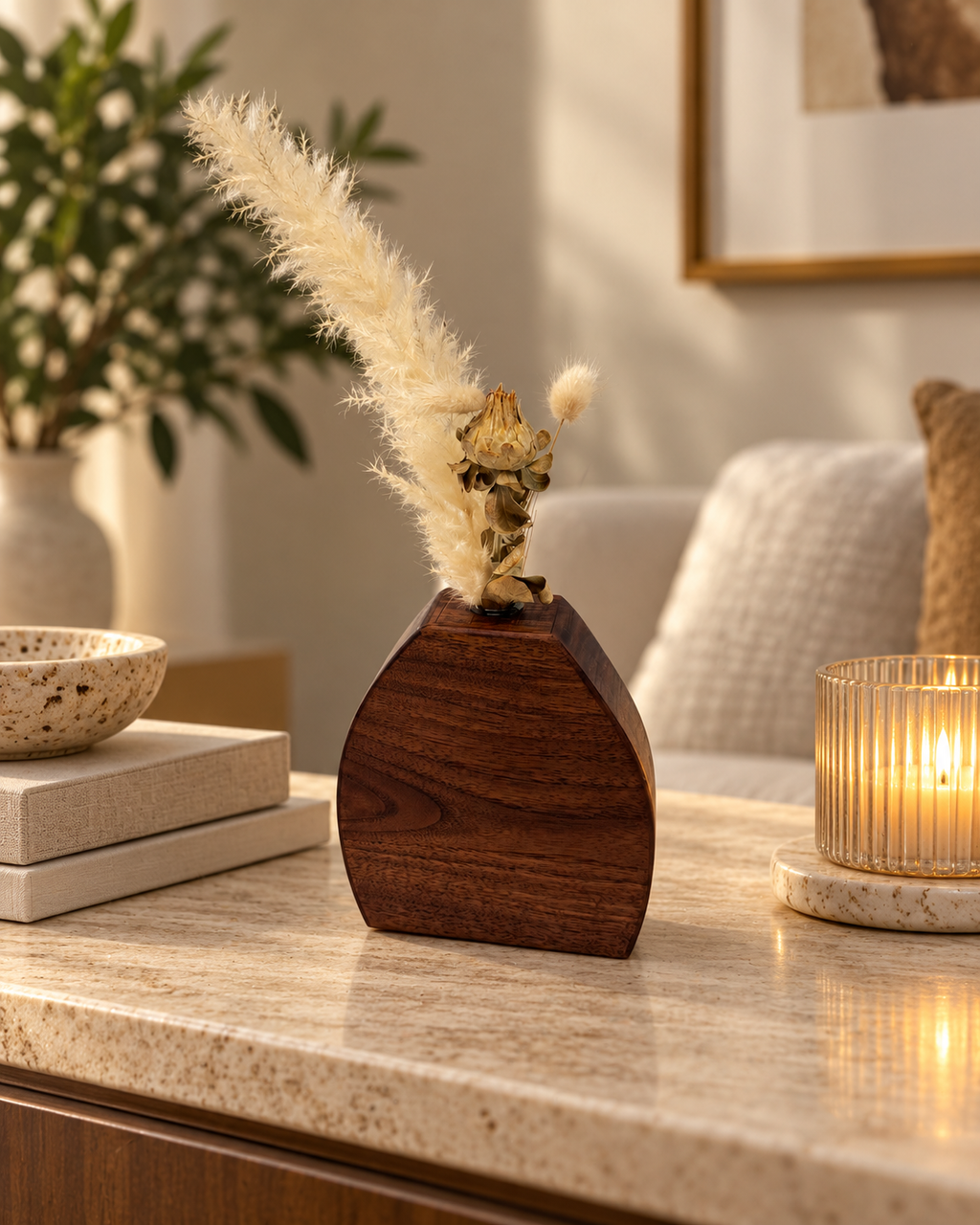 Handcrafted Walnut Wooden Bud Vase | Modern Rustic Home Decor