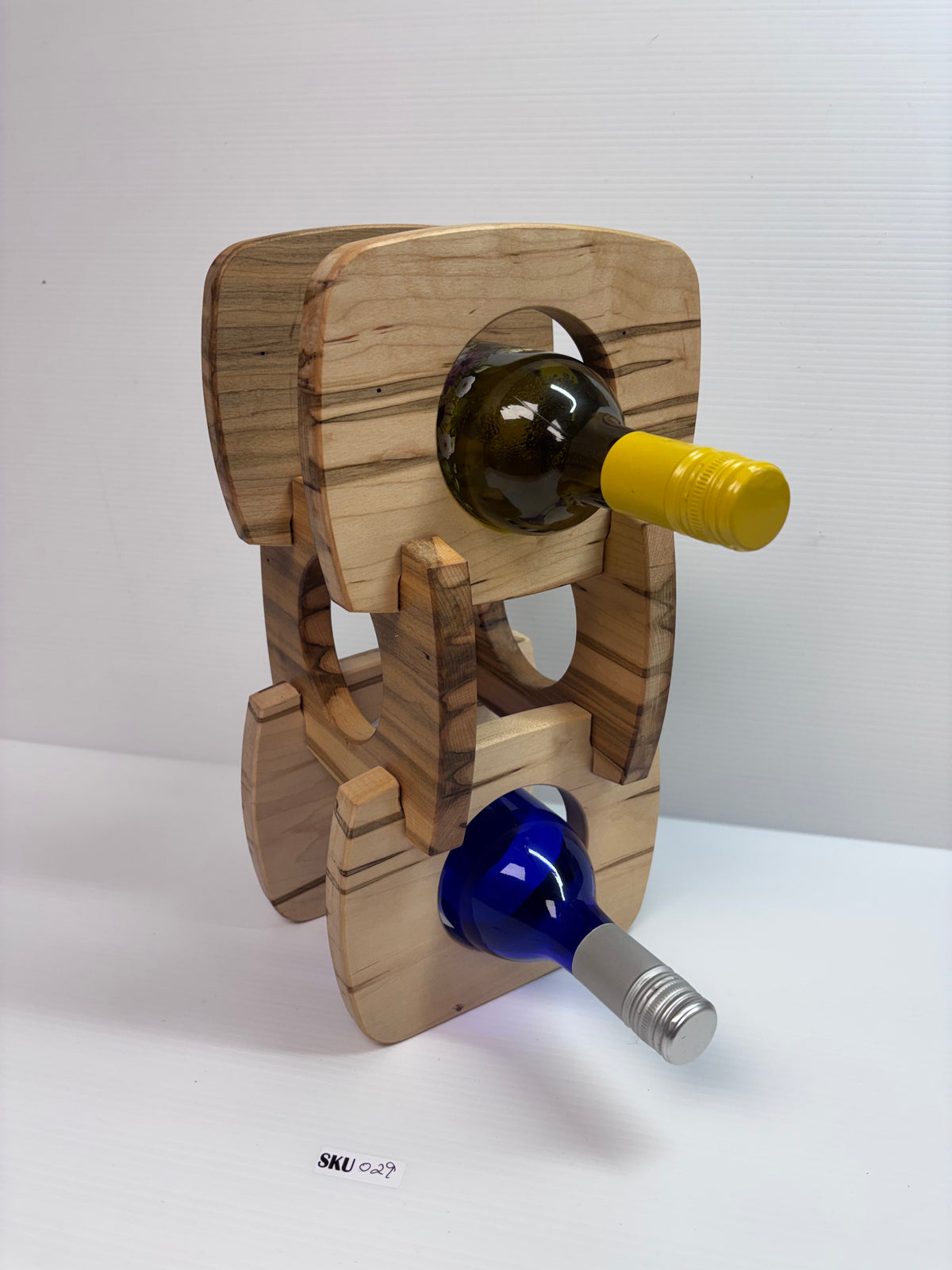 Handcrafted Ambrosia Maple Two-Bottle Wine Rack | Wooden Wine Holder