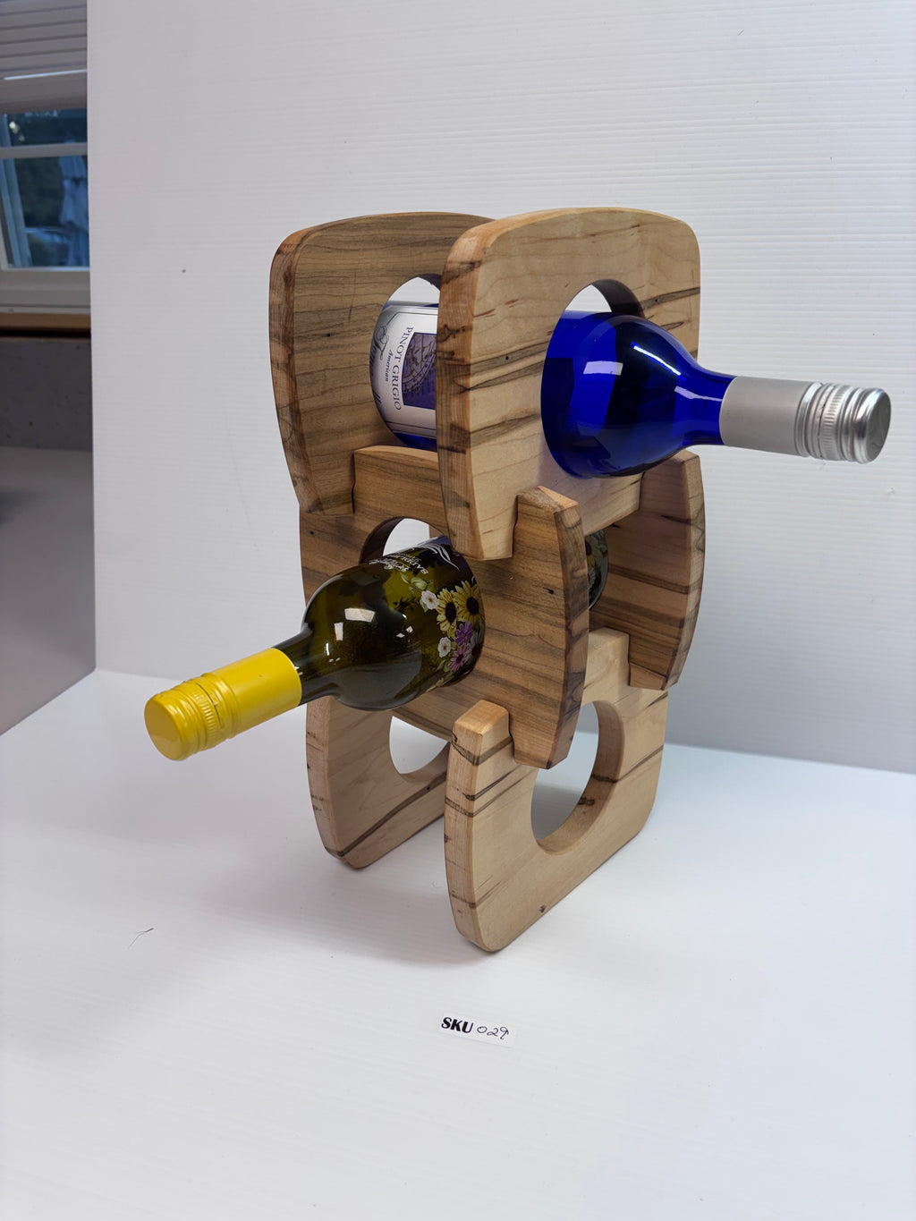 Handcrafted Ambrosia Maple Two-Bottle Wine Rack | Wooden Wine Holder