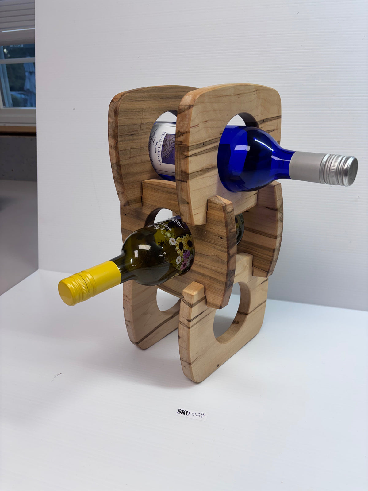 Handcrafted Ambrosia Maple Two-Bottle Wine Rack | Wooden Wine Holder